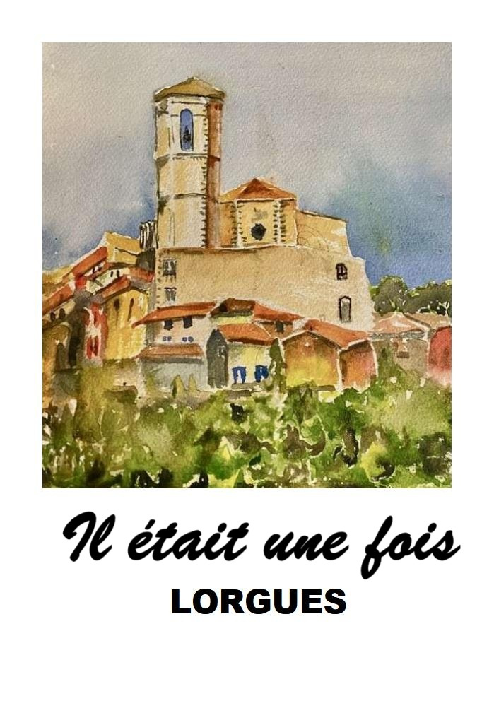 Flat lay paperback book cover on rustic wooden table with lavender sprigs and olive leaves, title 'Nouvelles de Lorgues' in elegant serif, soft Provence colors, warm golden light, minimalist, high-resolution photography